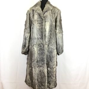 Vintage Grey Rabbit Fur Coat 1980s Full Length